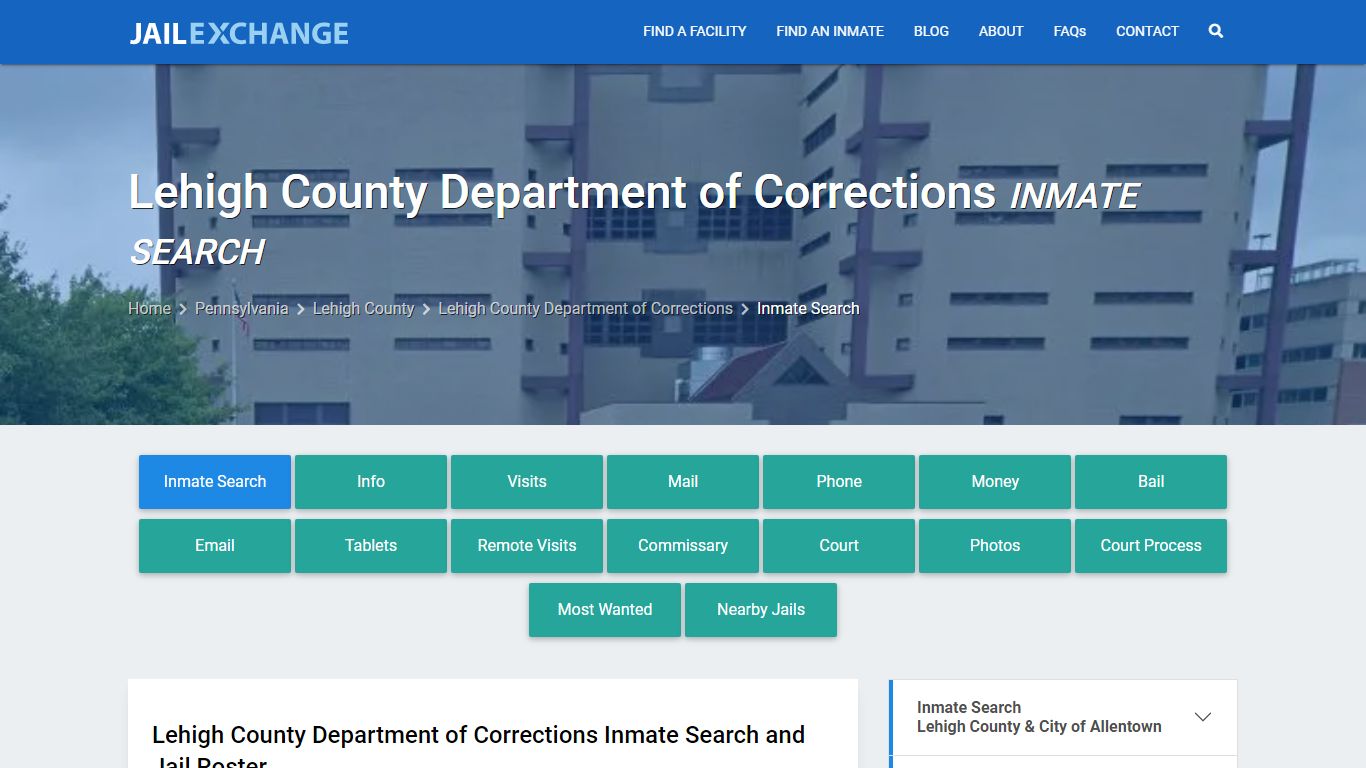 Lehigh County Department of Corrections Inmate Search - Jail Exchange